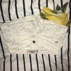 hollister 23 waist white jean shorts